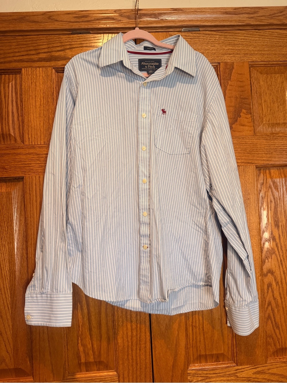 Abercrombie & Fitch Blue and White Pinstripe Button-Down Shirt